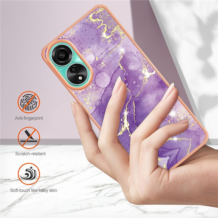 YB IMD Series-2 For Oppo A78 4G Electroplated Marble Phone Case IMD TPU Anti-Scratch Cover - Purple 002