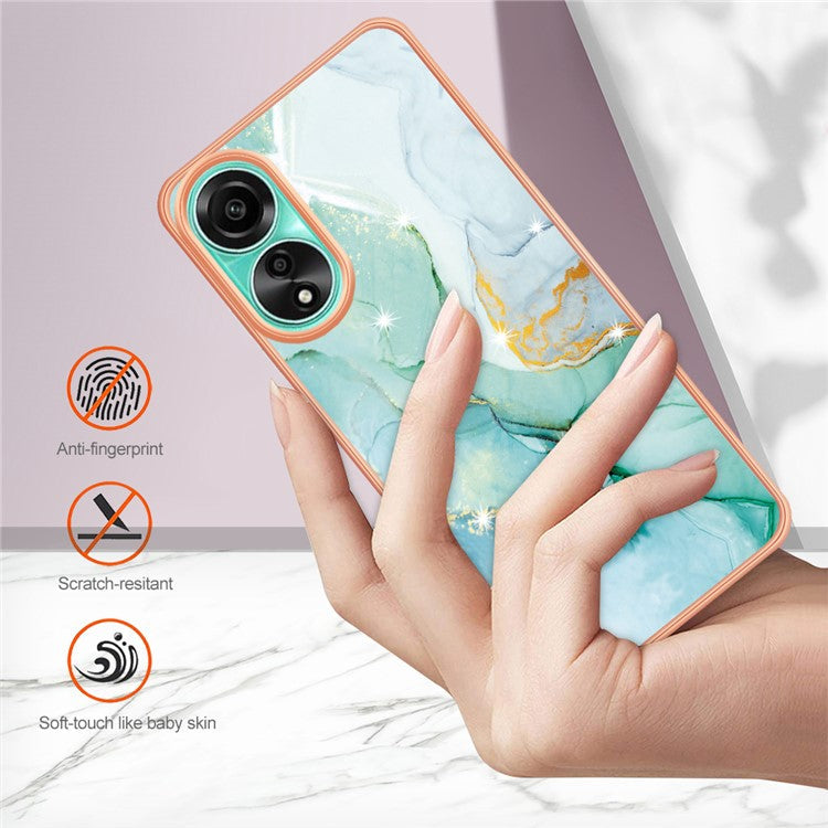 YB IMD Series-2 For Oppo A78 4G Electroplated Marble Phone Case IMD TPU Anti-Scratch Cover - Green 003