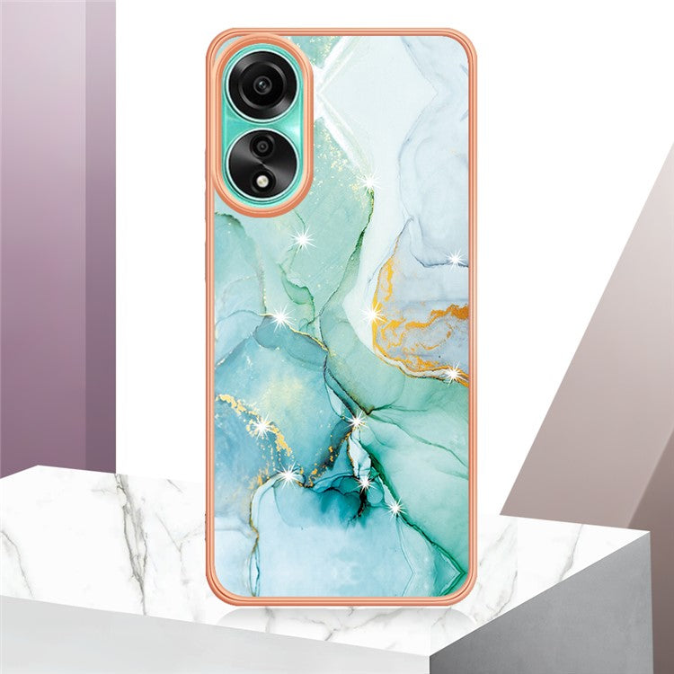 YB IMD Series-2 For Oppo A78 4G Electroplated Marble Phone Case IMD TPU Anti-Scratch Cover - Green 003