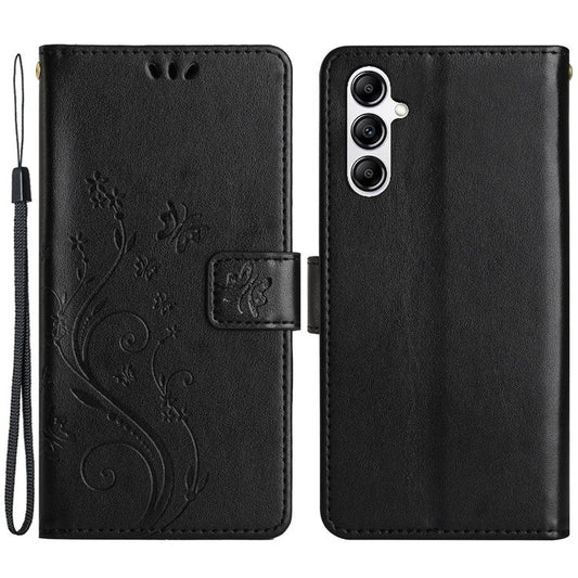 For Samsung Galaxy S23 FE Butterfly Imprint Leather Wallet Shell Anti-fall Stand Phone Case - Black