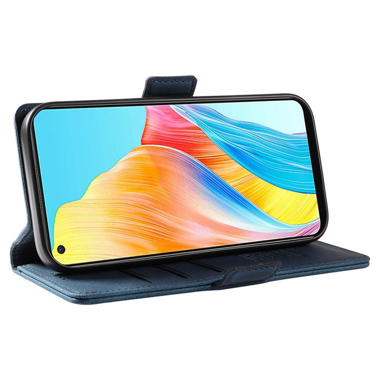 YIKATU YK-005 For Oppo A78 4G PU Leather Wallet Phone Case Skin-touch Stand Flip Cover - Blue