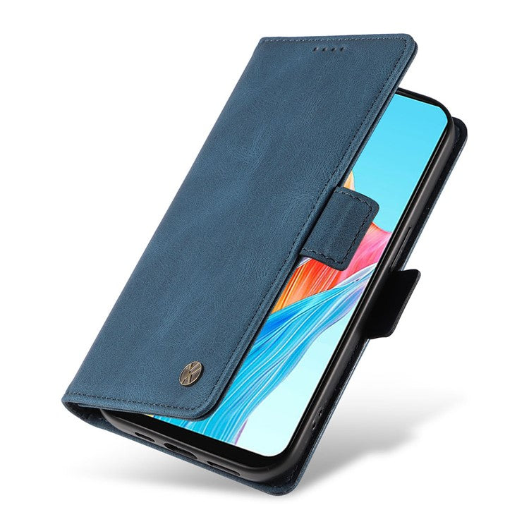 YIKATU YK-005 For Oppo A78 4G PU Leather Wallet Phone Case Skin-touch Stand Flip Cover - Blue