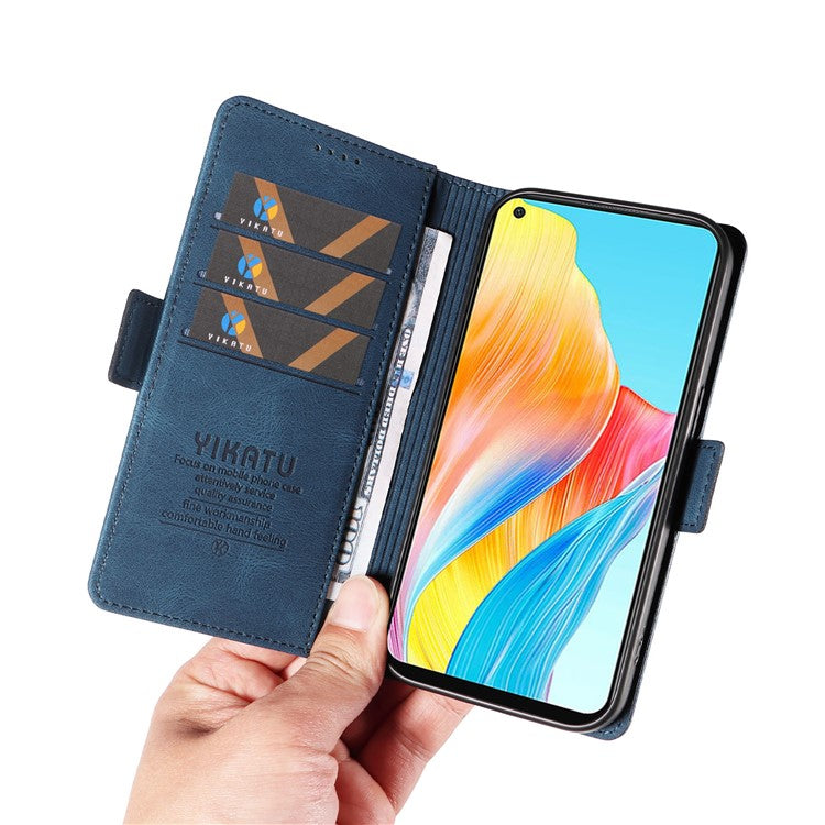 YIKATU YK-005 For Oppo A78 4G PU Leather Wallet Phone Case Skin-touch Stand Flip Cover - Blue