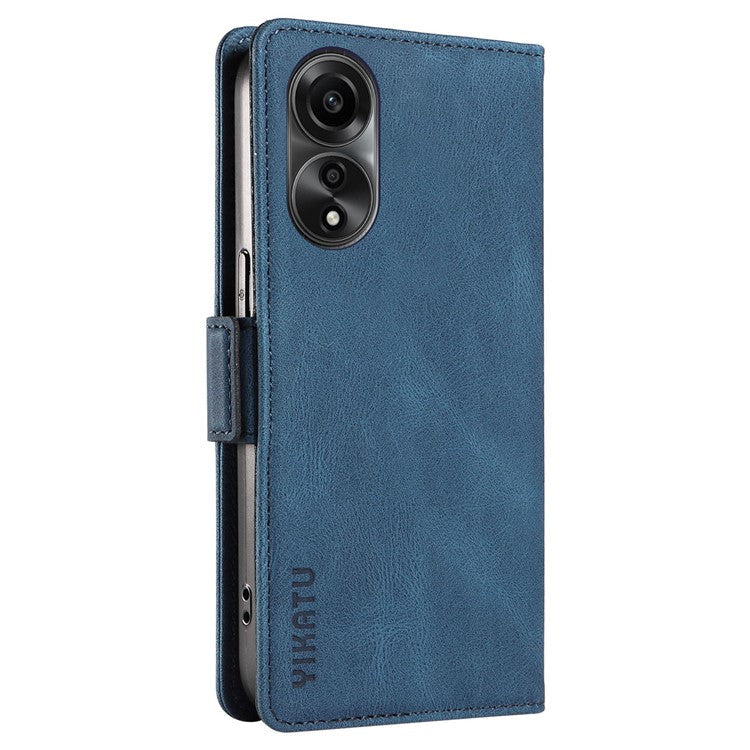 YIKATU YK-005 For Oppo A78 4G PU Leather Wallet Phone Case Skin-touch Stand Flip Cover - Blue