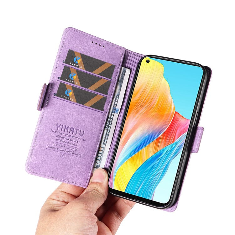 YIKATU YK-005 For Oppo A78 4G PU Leather Wallet Phone Case Skin-touch Stand Flip Cover - Purple
