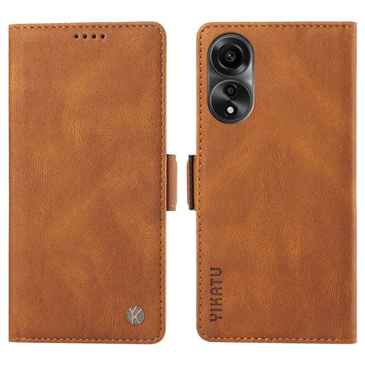 YIKATU YK-005 For Oppo A78 4G PU Leather Wallet Phone Case Skin-touch Stand Flip Cover - Brown