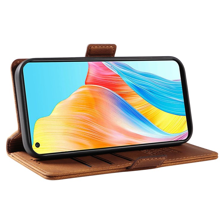 YIKATU YK-005 For Oppo A78 4G PU Leather Wallet Phone Case Skin-touch Stand Flip Cover - Brown
