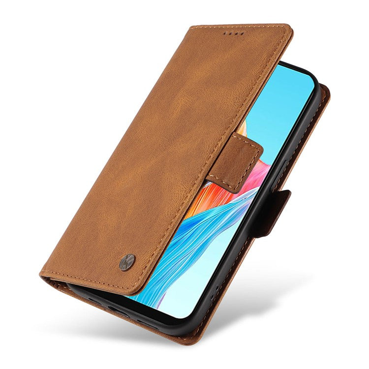 YIKATU YK-005 For Oppo A78 4G PU Leather Wallet Phone Case Skin-touch Stand Flip Cover - Brown