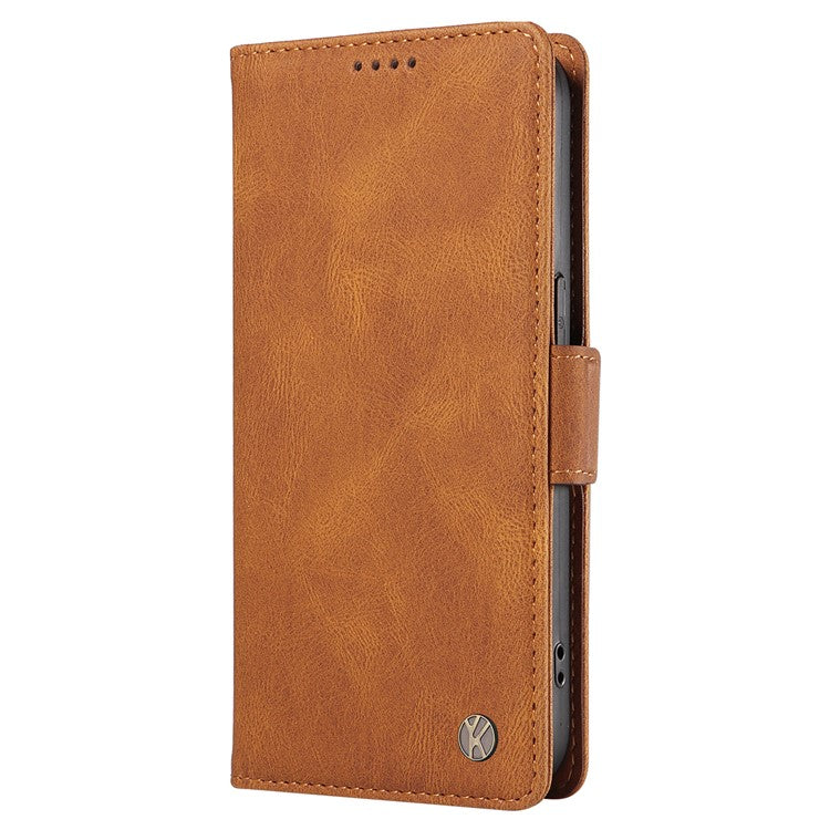 YIKATU YK-005 For Oppo A78 4G PU Leather Wallet Phone Case Skin-touch Stand Flip Cover - Brown