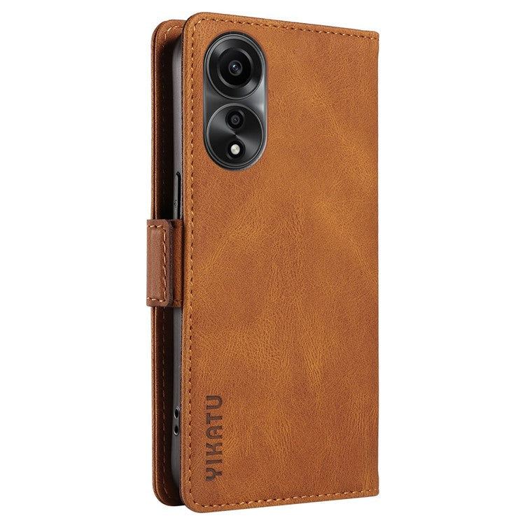 YIKATU YK-005 For Oppo A78 4G PU Leather Wallet Phone Case Skin-touch Stand Flip Cover - Brown