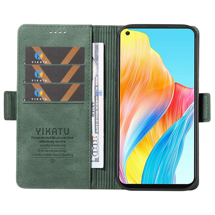 YIKATU YK-005 For Oppo A78 4G PU Leather Wallet Phone Case Skin-touch Stand Flip Cover - Green