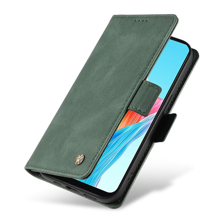YIKATU YK-005 For Oppo A78 4G PU Leather Wallet Phone Case Skin-touch Stand Flip Cover - Green