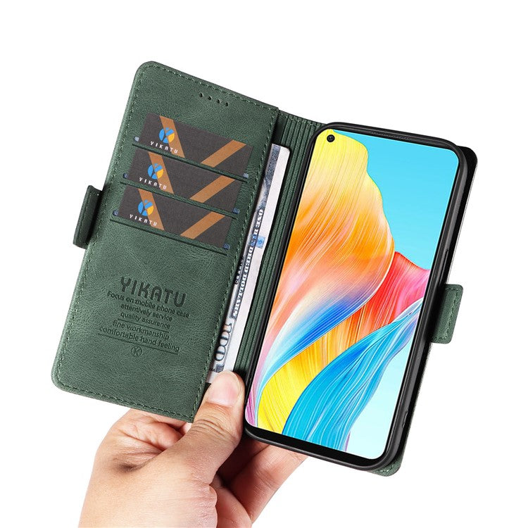 YIKATU YK-005 For Oppo A78 4G PU Leather Wallet Phone Case Skin-touch Stand Flip Cover - Green