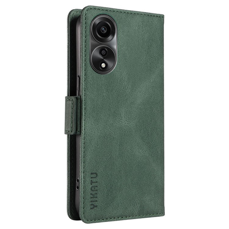 YIKATU YK-005 For Oppo A78 4G PU Leather Wallet Phone Case Skin-touch Stand Flip Cover - Green