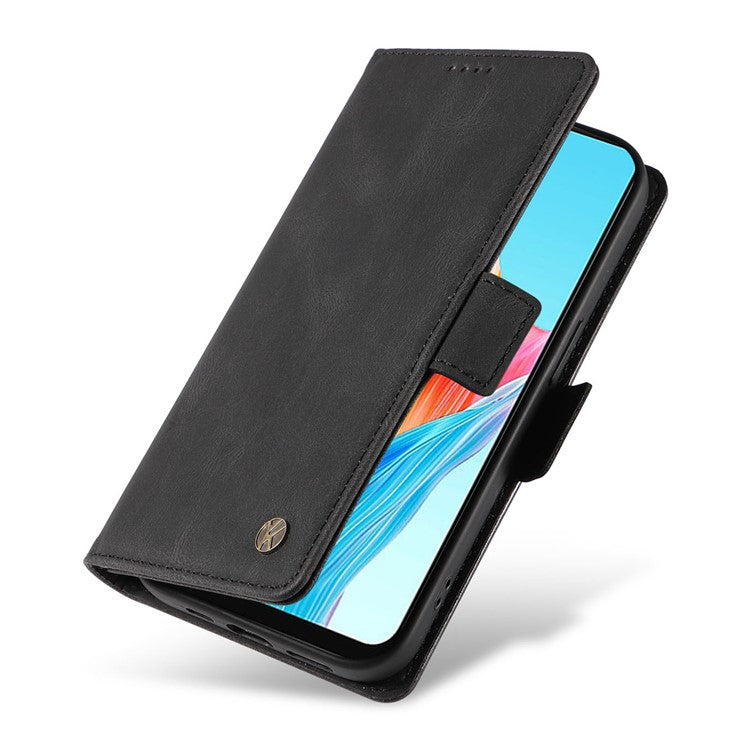 YIKATU YK-005 For Oppo A78 4G PU Leather Wallet Phone Case Skin-touch Stand Flip Cover - Black