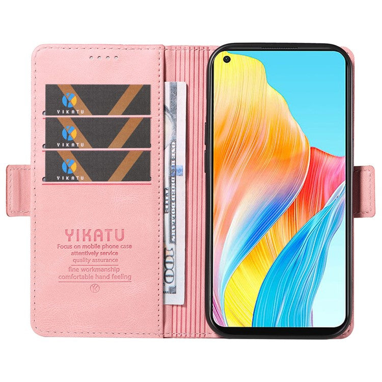 YIKATU YK-005 For Oppo A78 4G PU Leather Wallet Phone Case Skin-touch Stand Flip Cover - Pink