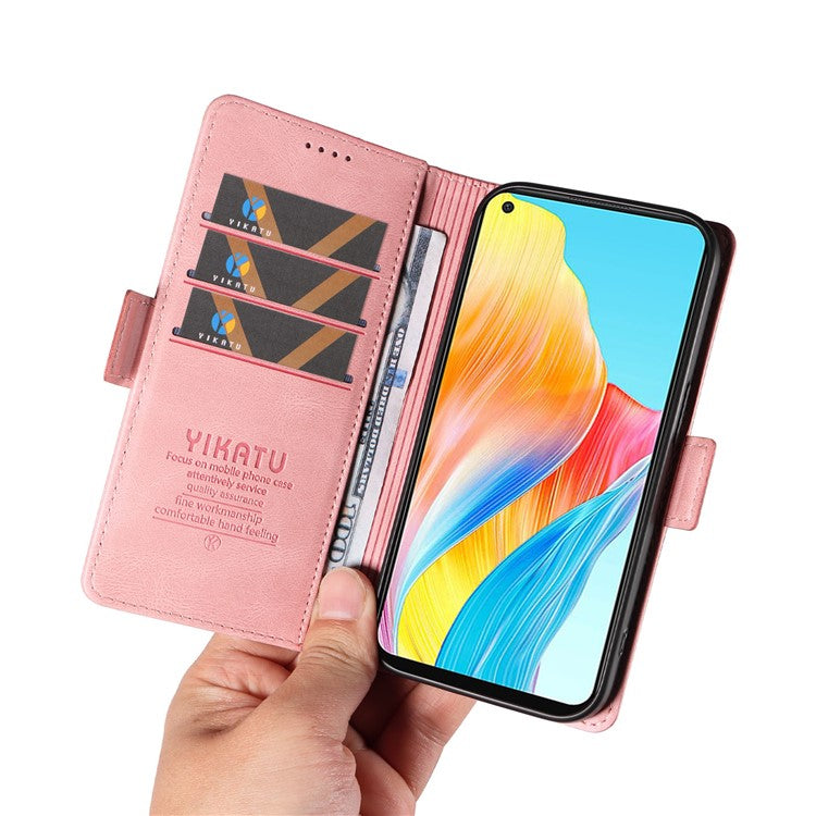 YIKATU YK-005 For Oppo A78 4G PU Leather Wallet Phone Case Skin-touch Stand Flip Cover - Pink