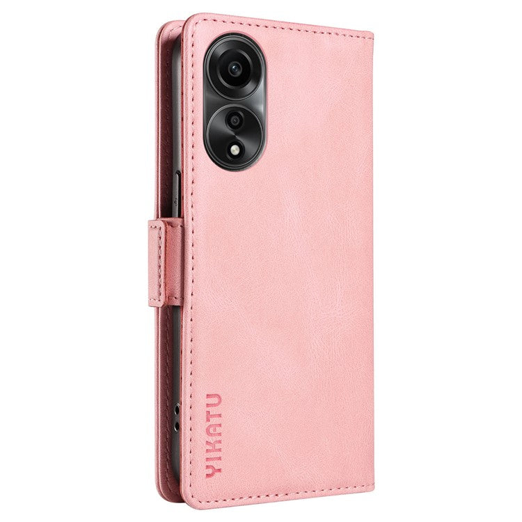 YIKATU YK-005 For Oppo A78 4G PU Leather Wallet Phone Case Skin-touch Stand Flip Cover - Pink