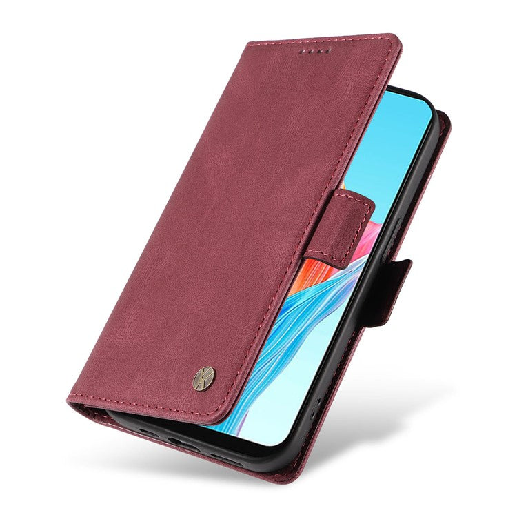 YIKATU YK-005 For Oppo A78 4G PU Leather Wallet Phone Case Skin-touch Stand Flip Cover - Wine Red