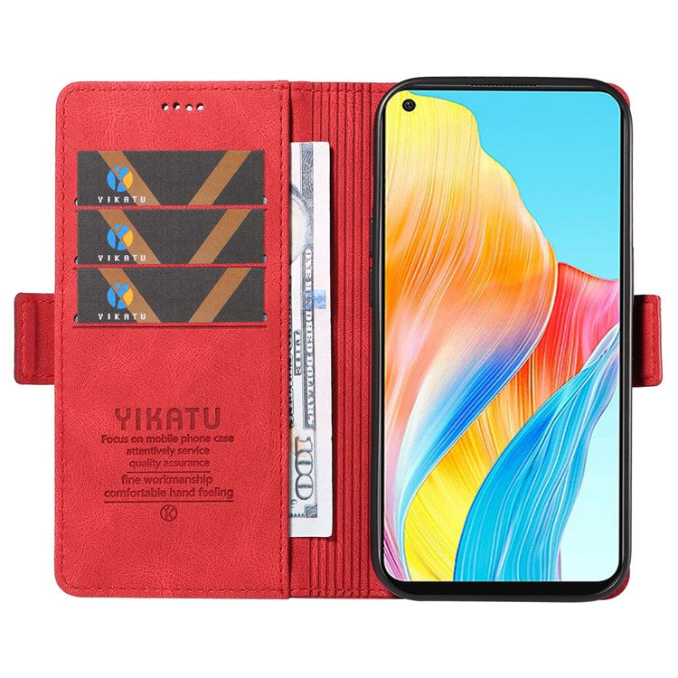 YIKATU YK-005 For Oppo A78 4G PU Leather Wallet Phone Case Skin-touch Stand Flip Cover - Red