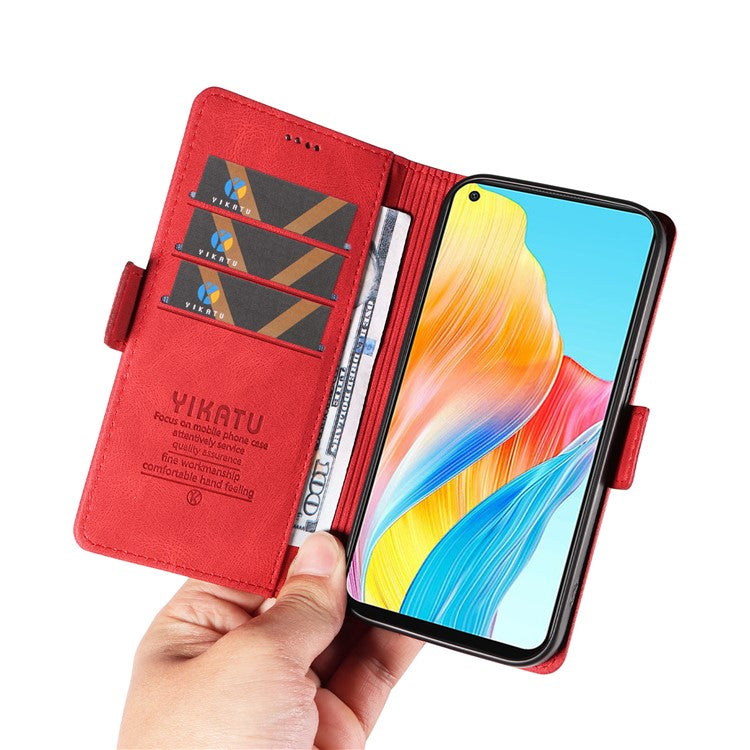 YIKATU YK-005 For Oppo A78 4G PU Leather Wallet Phone Case Skin-touch Stand Flip Cover - Red