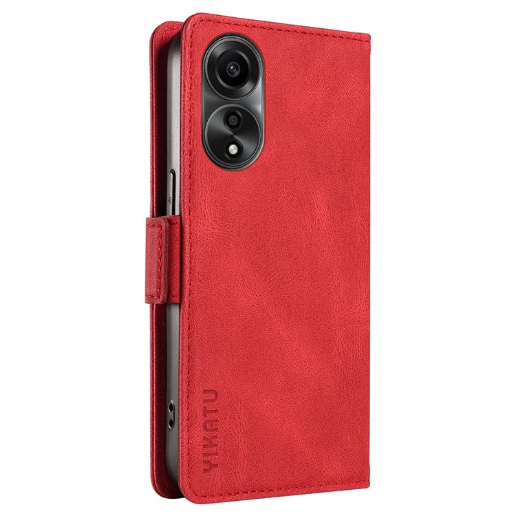 YIKATU YK-005 For Oppo A78 4G PU Leather Wallet Phone Case Skin-touch Stand Flip Cover - Red