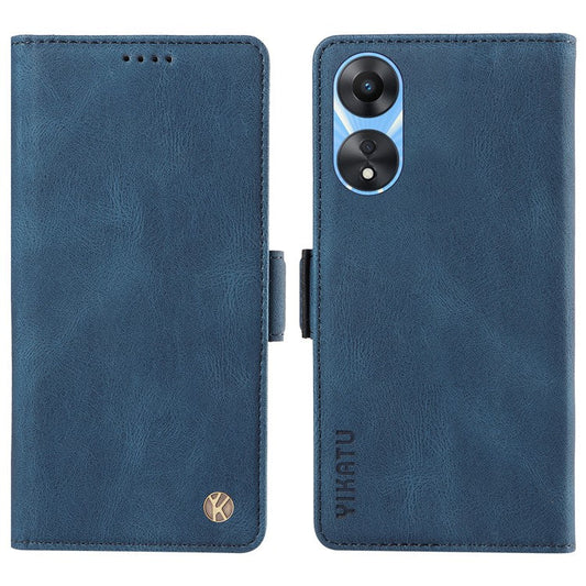 YIKATU YK-005 PU Leather Folio Cover for Oppo A58 5G / A78 5G , Skin-touch Wallet Stand Phone Case - Blue
