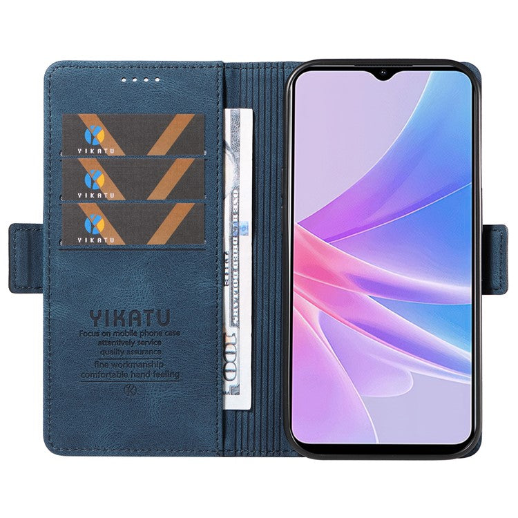 YIKATU YK-005 PU Leather Folio Cover for Oppo A58 5G / A78 5G , Skin-touch Wallet Stand Phone Case - Blue