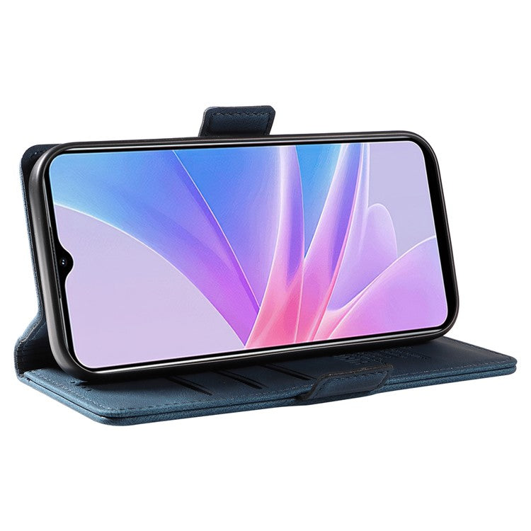 YIKATU YK-005 PU Leather Folio Cover for Oppo A58 5G / A78 5G , Skin-touch Wallet Stand Phone Case - Blue