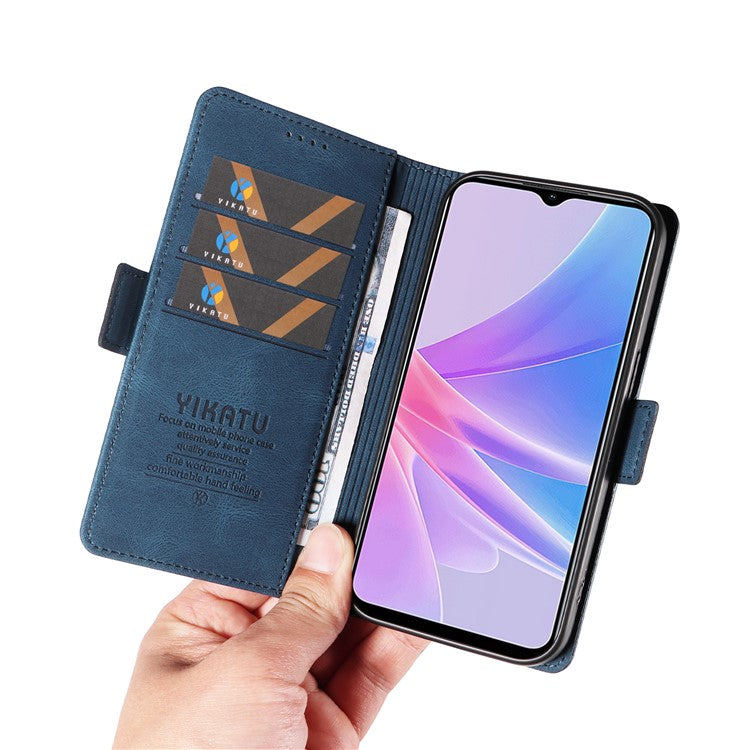 YIKATU YK-005 PU Leather Folio Cover for Oppo A58 5G / A78 5G , Skin-touch Wallet Stand Phone Case - Blue