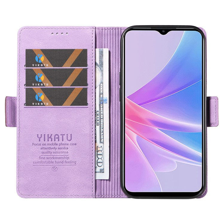 YIKATU YK-005 PU Leather Folio Cover for Oppo A58 5G / A78 5G , Skin-touch Wallet Stand Phone Case - Purple