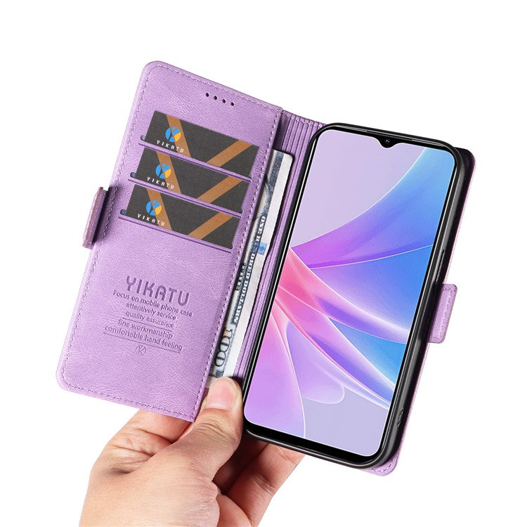 YIKATU YK-005 PU Leather Folio Cover for Oppo A58 5G / A78 5G , Skin-touch Wallet Stand Phone Case - Purple
