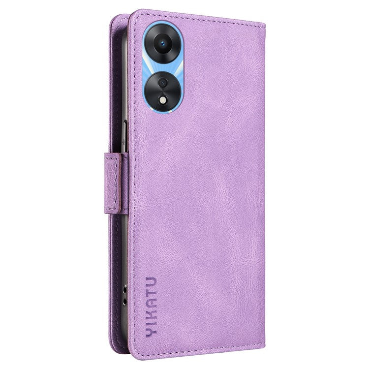 YIKATU YK-005 PU Leather Folio Cover for Oppo A58 5G / A78 5G , Skin-touch Wallet Stand Phone Case - Purple