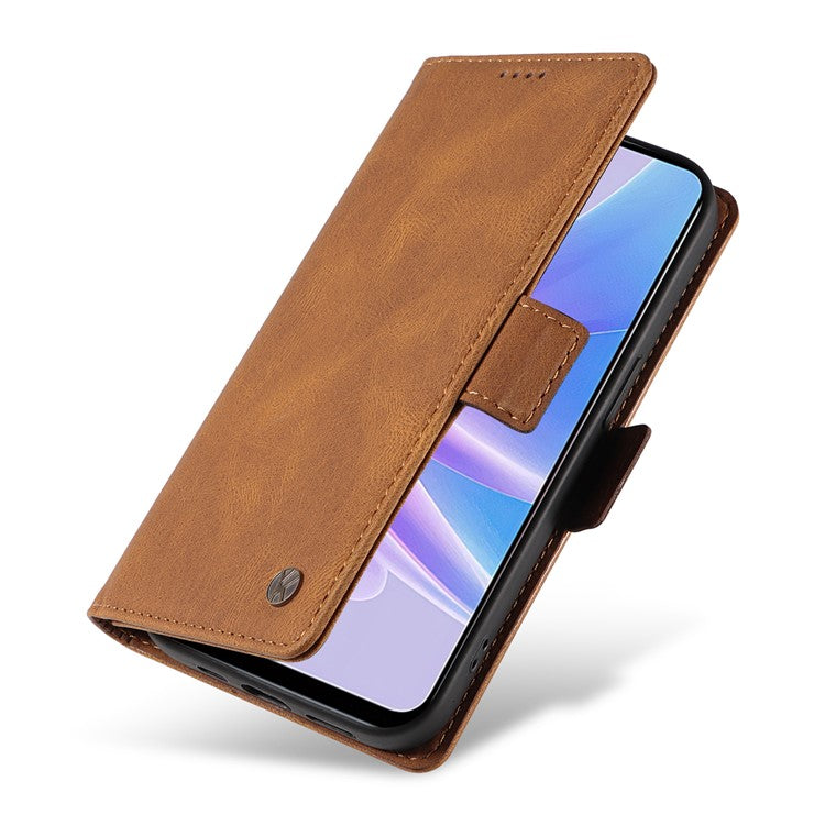 YIKATU YK-005 PU Leather Folio Cover for Oppo A58 5G / A78 5G , Skin-touch Wallet Stand Phone Case - Brown