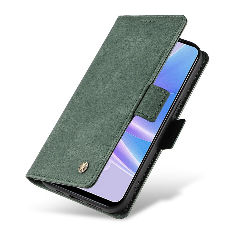 YIKATU YK-005 PU Leather Folio Cover for Oppo A58 5G / A78 5G , Skin-touch Wallet Stand Phone Case - Green