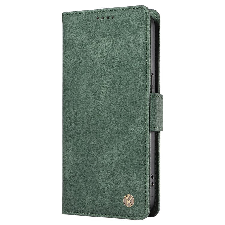 YIKATU YK-005 PU Leather Folio Cover for Oppo A58 5G / A78 5G , Skin-touch Wallet Stand Phone Case - Green