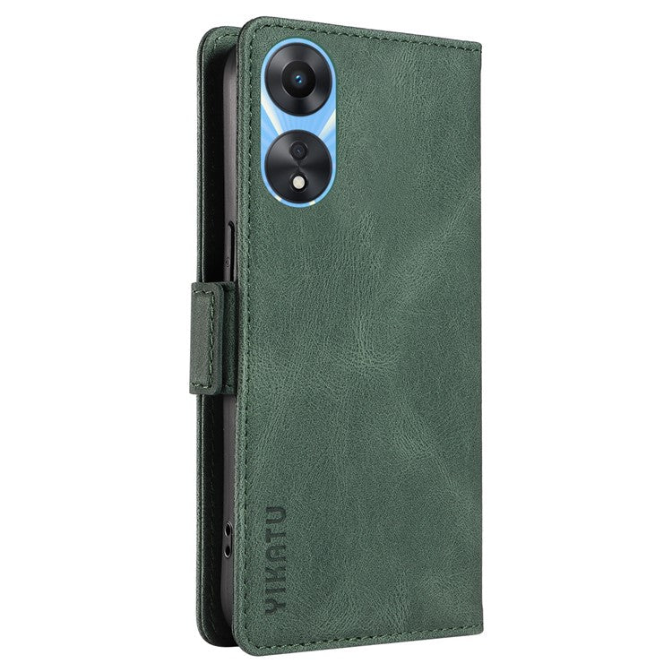 YIKATU YK-005 PU Leather Folio Cover for Oppo A58 5G / A78 5G , Skin-touch Wallet Stand Phone Case - Green