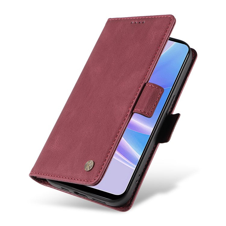 YIKATU YK-005 PU Leather Folio Cover for Oppo A58 5G / A78 5G , Skin-touch Wallet Stand Phone Case - Wine Red