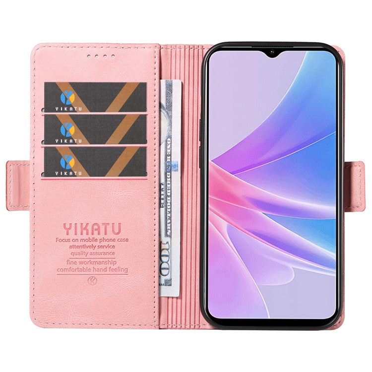 YIKATU YK-005 PU Leather Folio Cover for Oppo A58 5G / A78 5G , Skin-touch Wallet Stand Phone Case - Pink