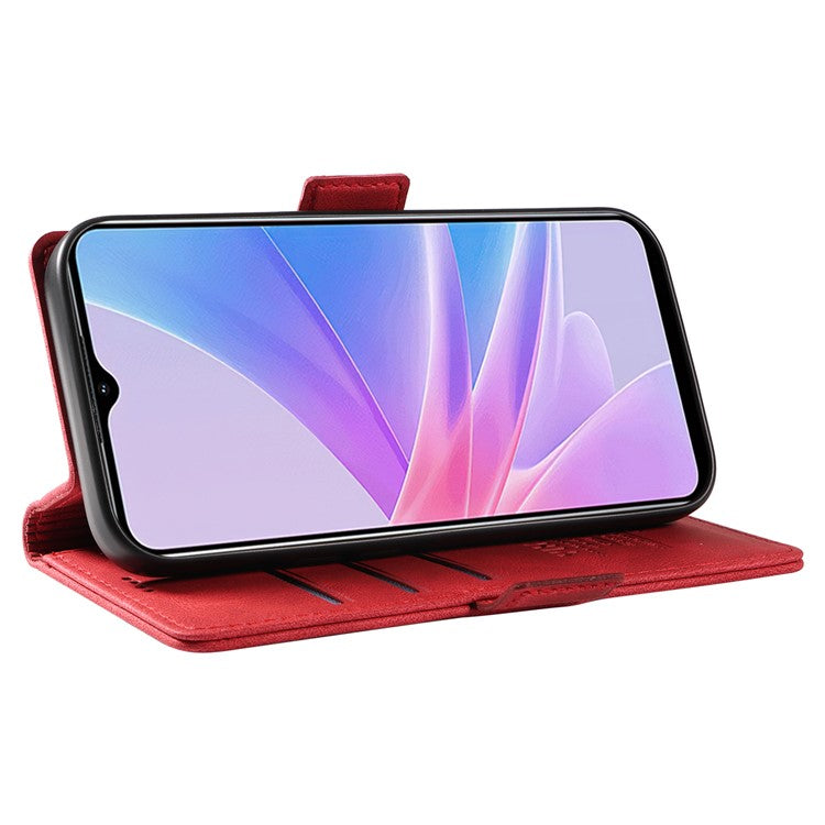 YIKATU YK-005 PU Leather Folio Cover for Oppo A58 5G / A78 5G , Skin-touch Wallet Stand Phone Case - Red