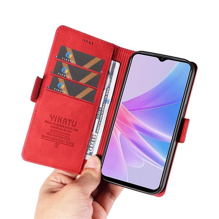 YIKATU YK-005 PU Leather Folio Cover for Oppo A58 5G / A78 5G , Skin-touch Wallet Stand Phone Case - Red