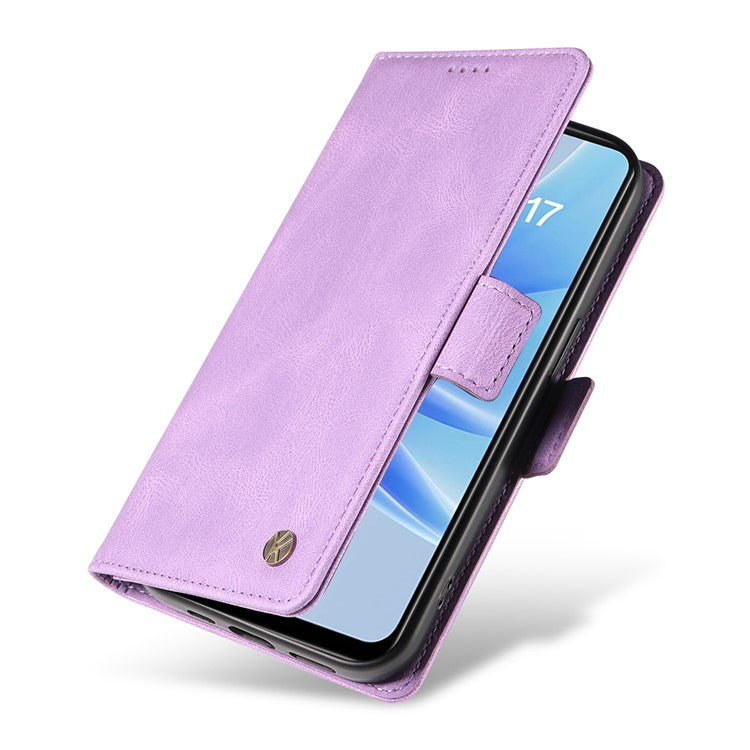YIKATU YK-005 For Oppo A17 4G PU Leather Skin-touch Phone Case Wallet Stand Shockproof Cover - Purple