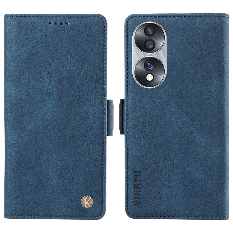 YIKATU YK-005 For Honor 70 5G Wallet Phone Case Stand Shell Skin-touch PU Leather Phone Cover - Blue