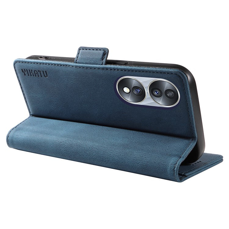 YIKATU YK-005 For Honor 70 5G Wallet Phone Case Stand Shell Skin-touch PU Leather Phone Cover - Blue