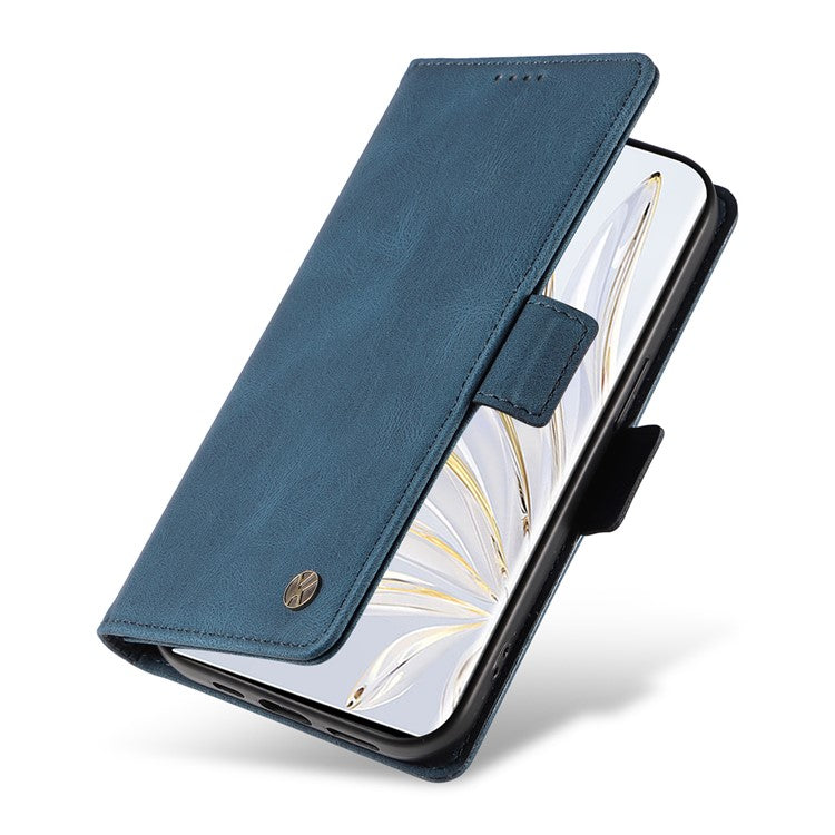 YIKATU YK-005 For Honor 70 5G Wallet Phone Case Stand Shell Skin-touch PU Leather Phone Cover - Blue