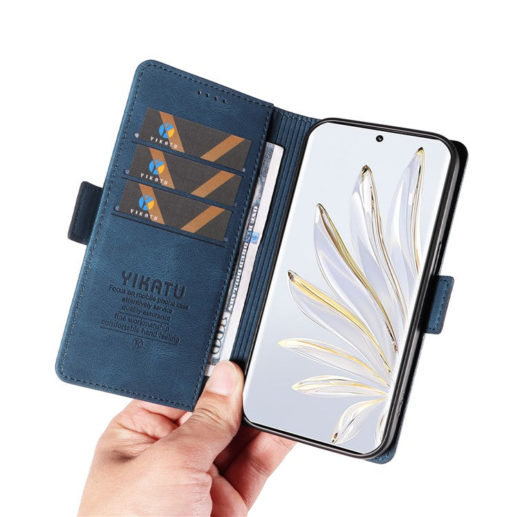YIKATU YK-005 For Honor 70 5G Wallet Phone Case Stand Shell Skin-touch PU Leather Phone Cover - Blue