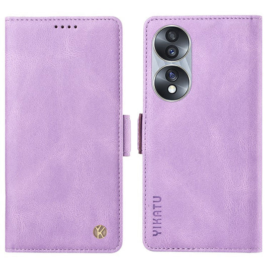 YIKATU YK-005 For Honor 70 5G Wallet Phone Case Stand Shell Skin-touch PU Leather Phone Cover - Purple