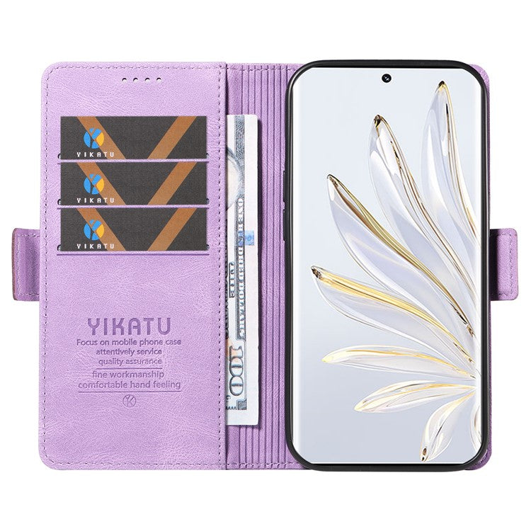 YIKATU YK-005 For Honor 70 5G Wallet Phone Case Stand Shell Skin-touch PU Leather Phone Cover - Purple