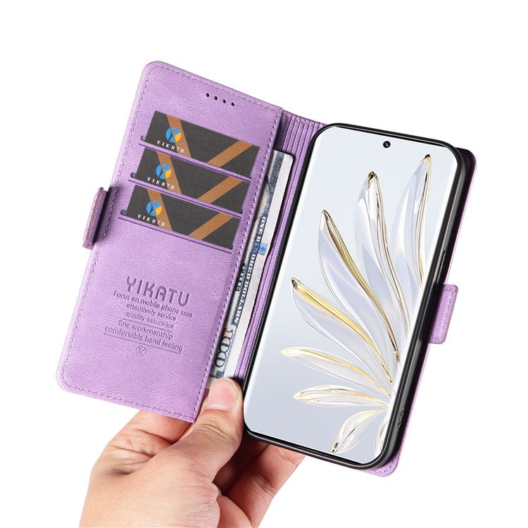 YIKATU YK-005 For Honor 70 5G Wallet Phone Case Stand Shell Skin-touch PU Leather Phone Cover - Purple