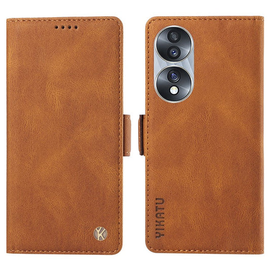 YIKATU YK-005 For Honor 70 5G Wallet Phone Case Stand Shell Skin-touch PU Leather Phone Cover - Brown